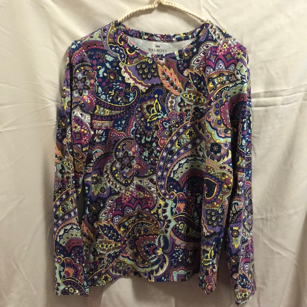 Talbots paisley print long sleeve top